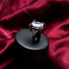 antique style silver real zirccone ring