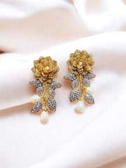 Golden Floral Drop Earrings